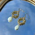 Aquamarine Drop Hoop Earrings