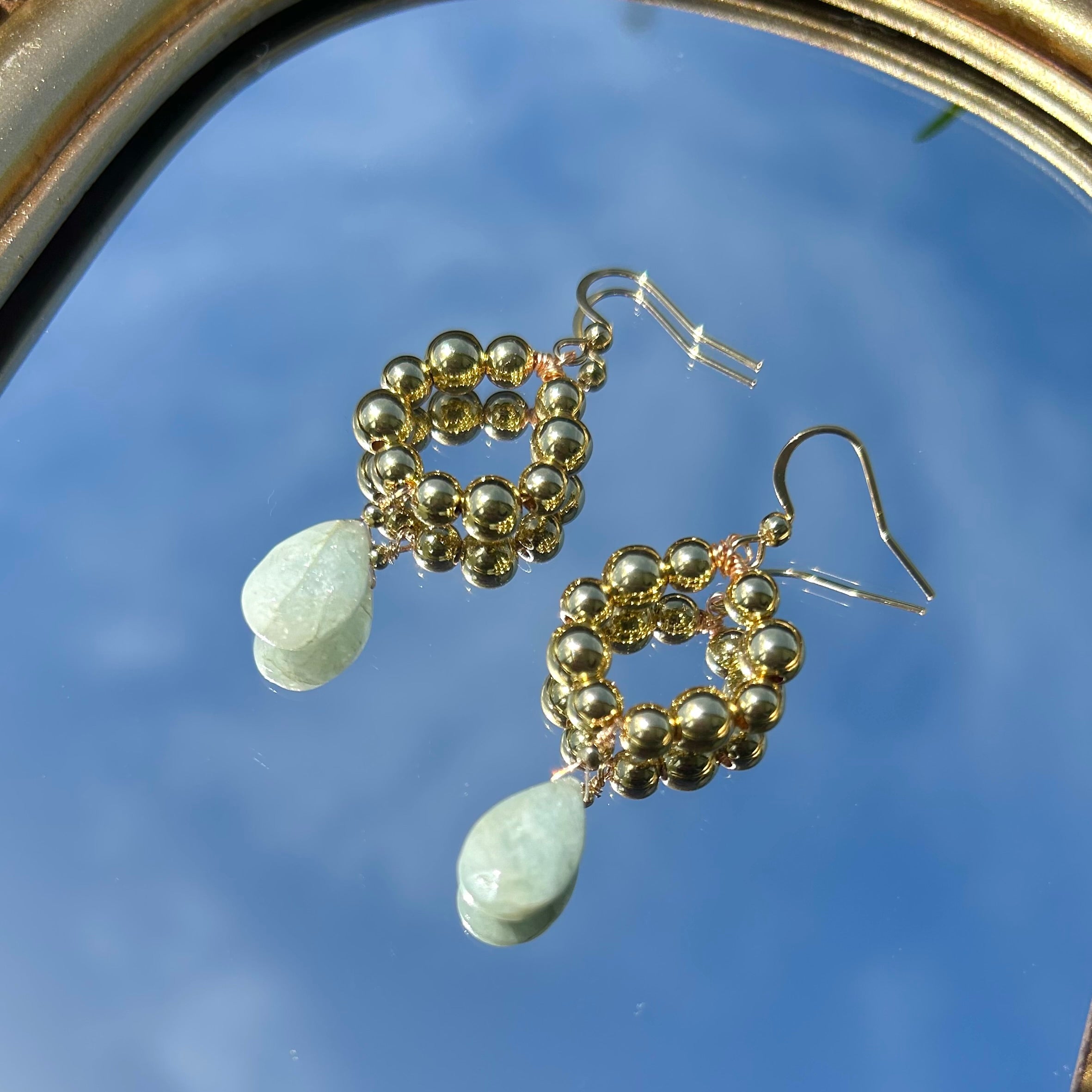Aquamarine Drop Hoops