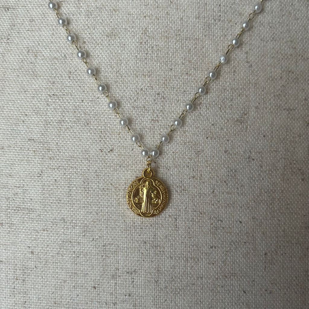 St. Benedict Pearl Necklace