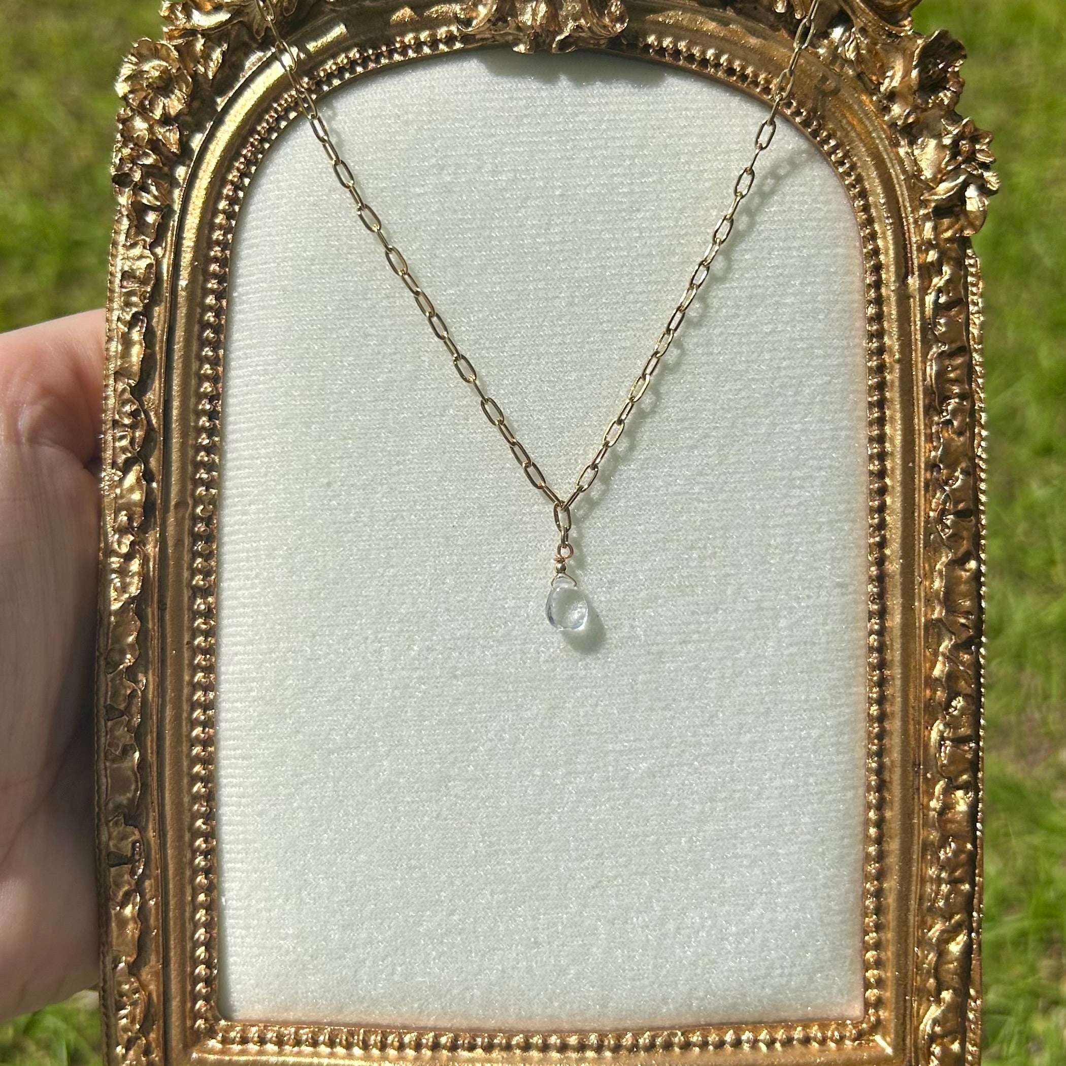 Aquamarine Teardrop Necklace