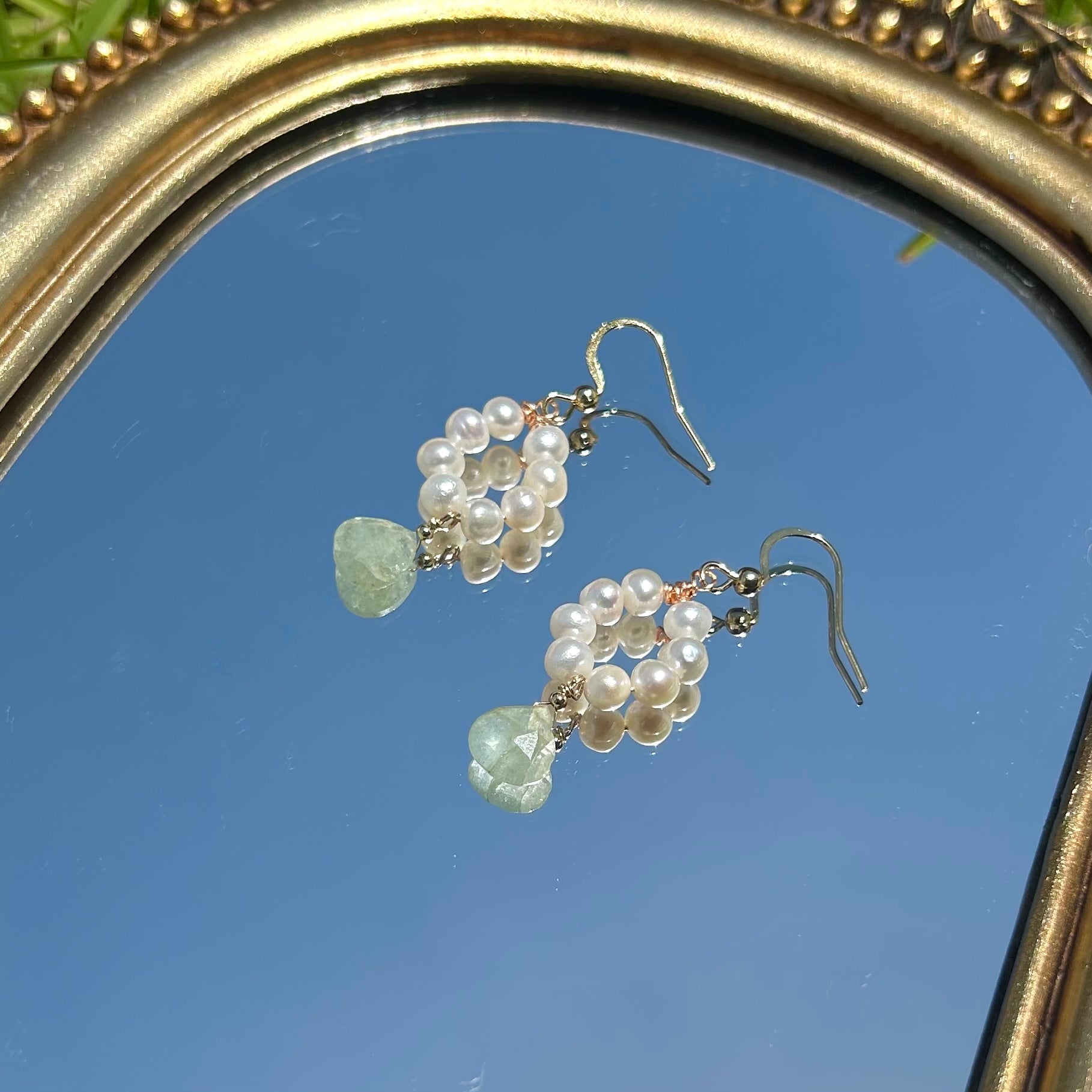 Aquamarine Pearl Earrings