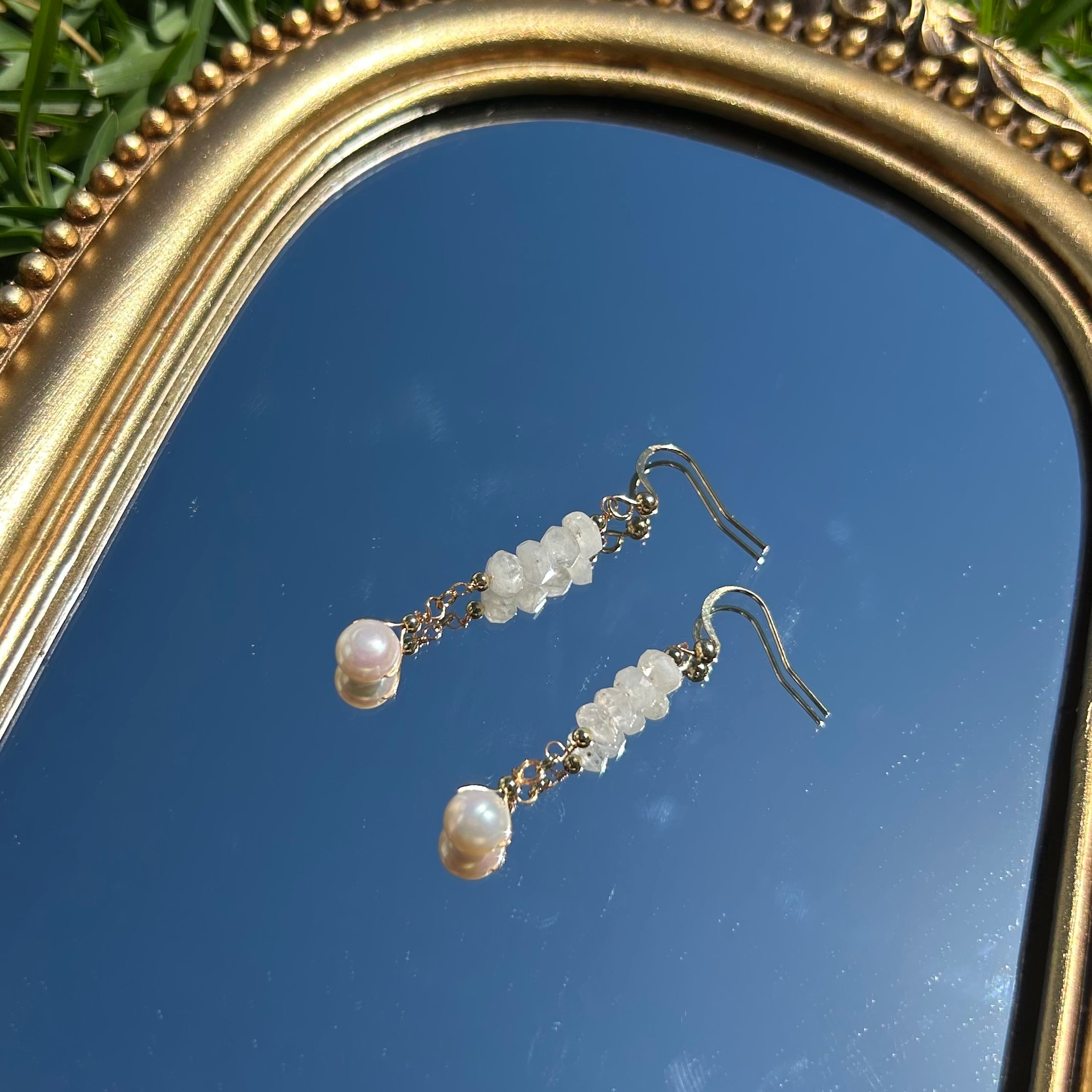 Moonstone Pearl Dangles