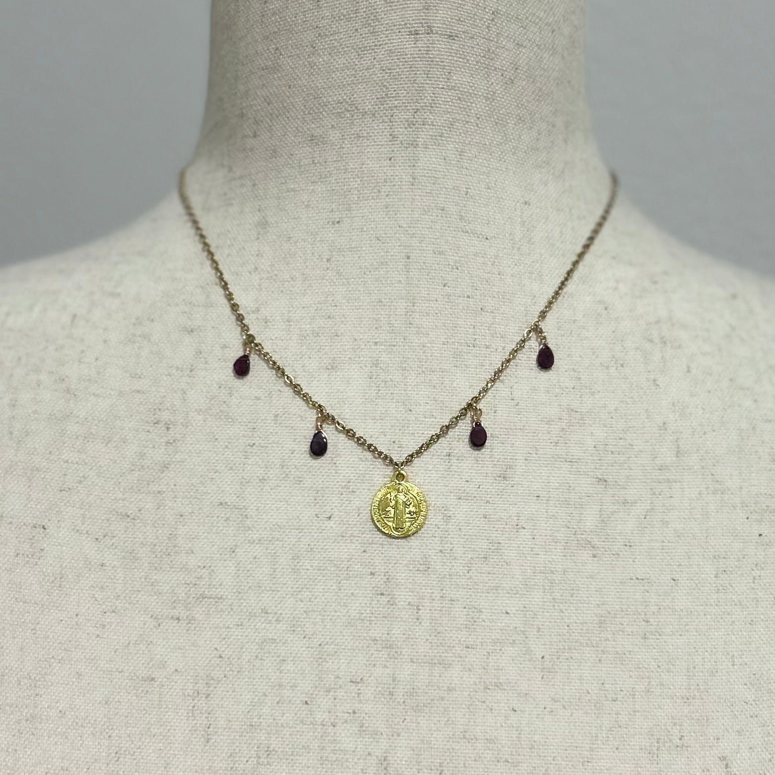 St. Benedict Garnet Necklace