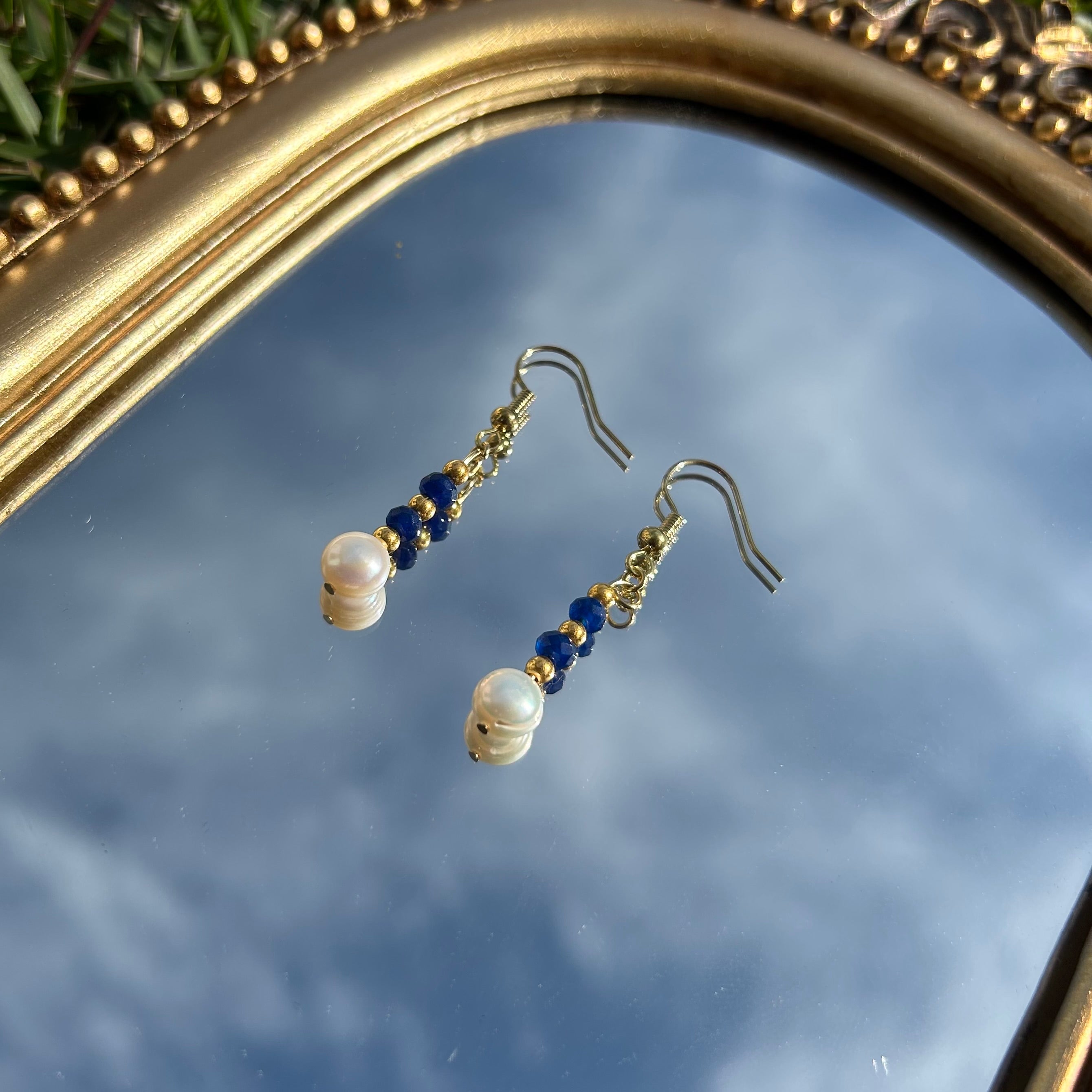 Sapphire Pearl Earrings
