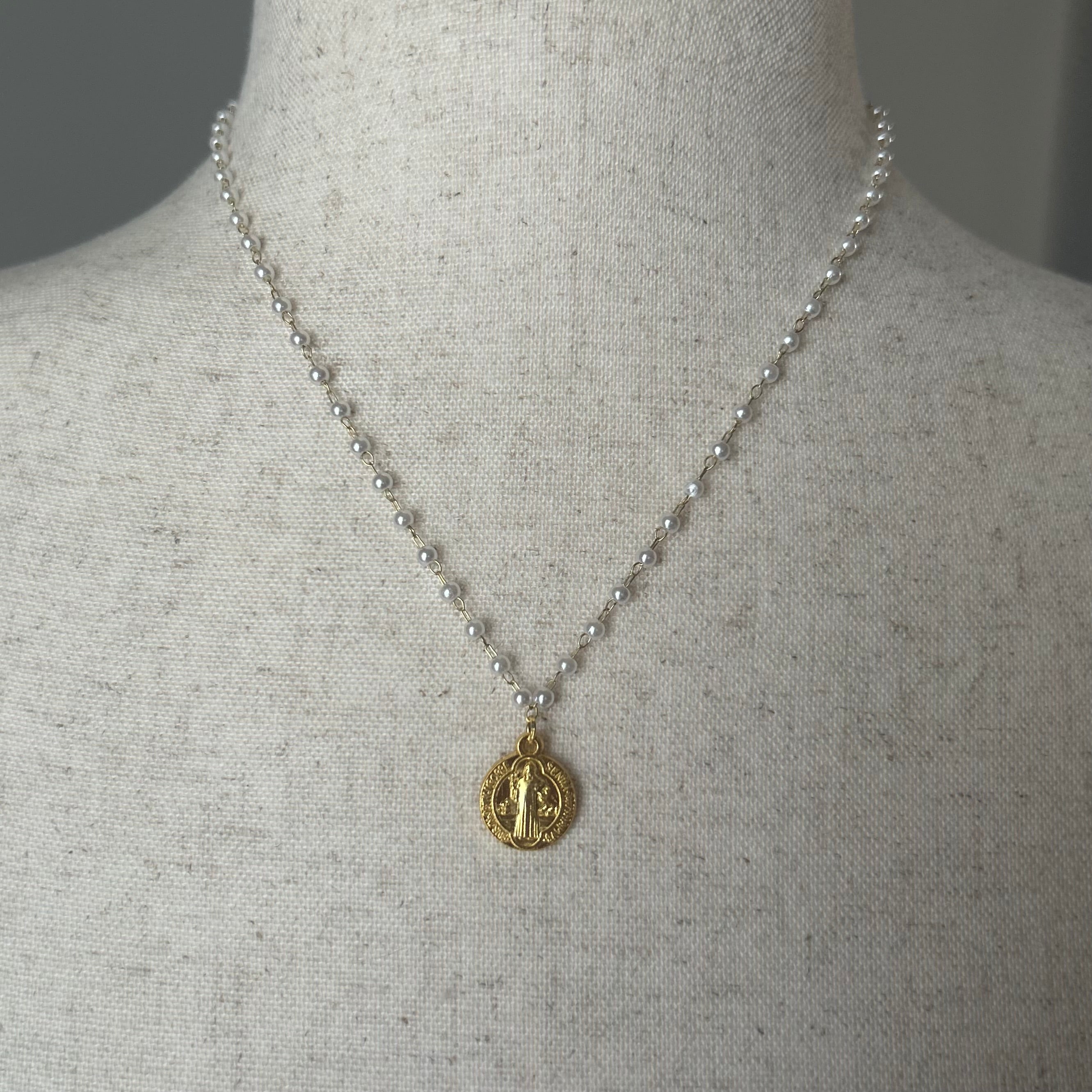 St. Benedict Pearl Necklace