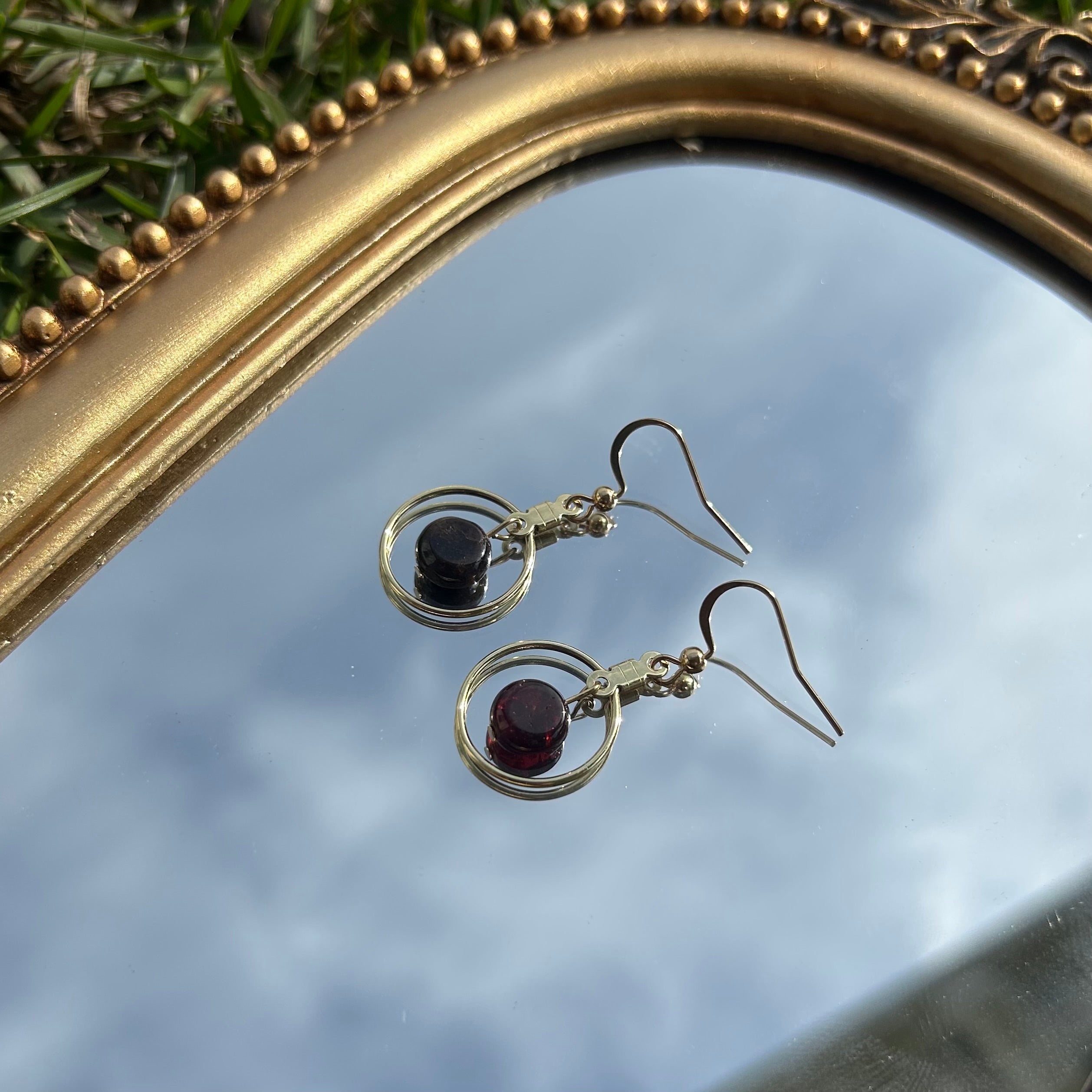 Garnet Orbit Earrings