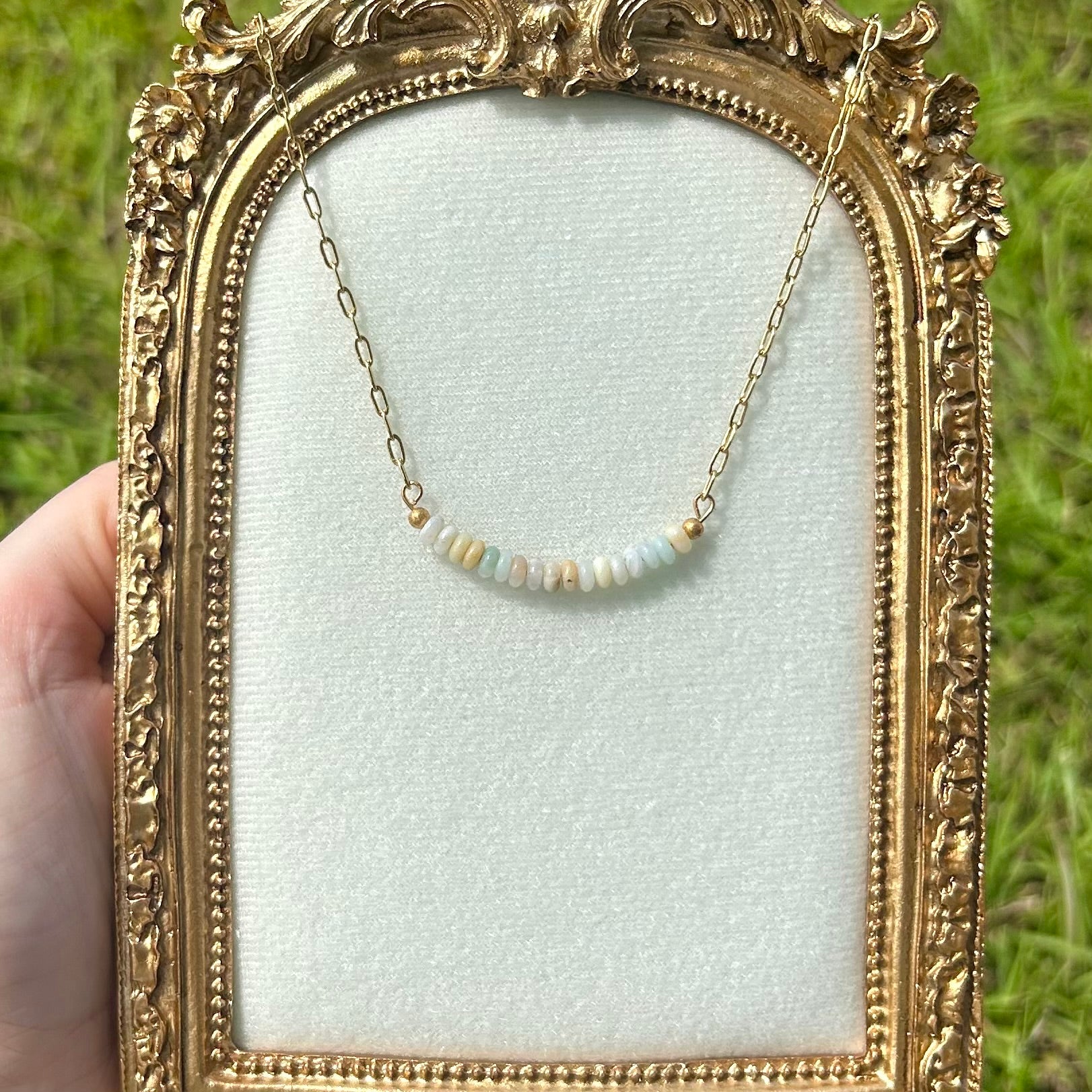 Amazonite Pebble Arc Necklace