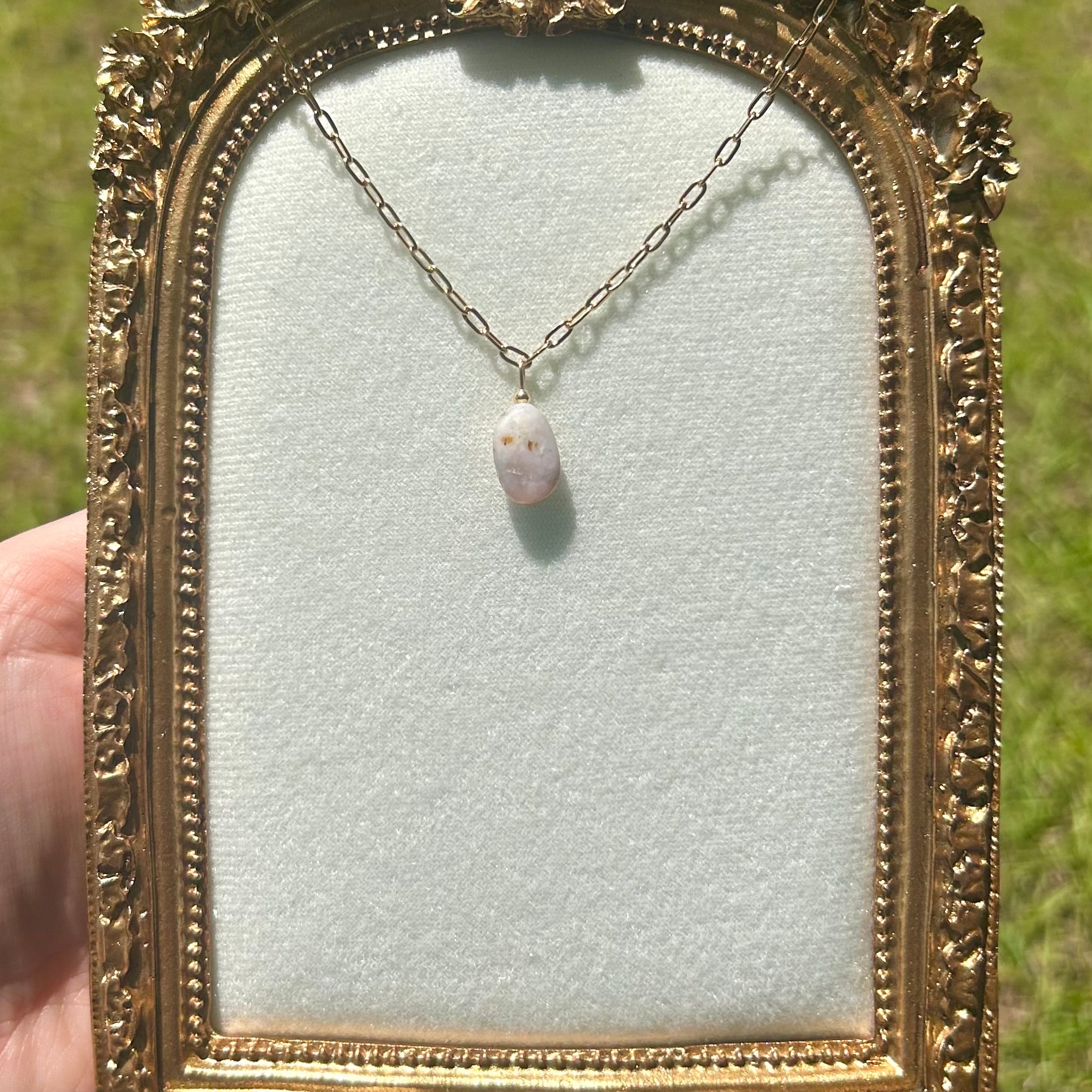 Pink Opal Drop Necklace