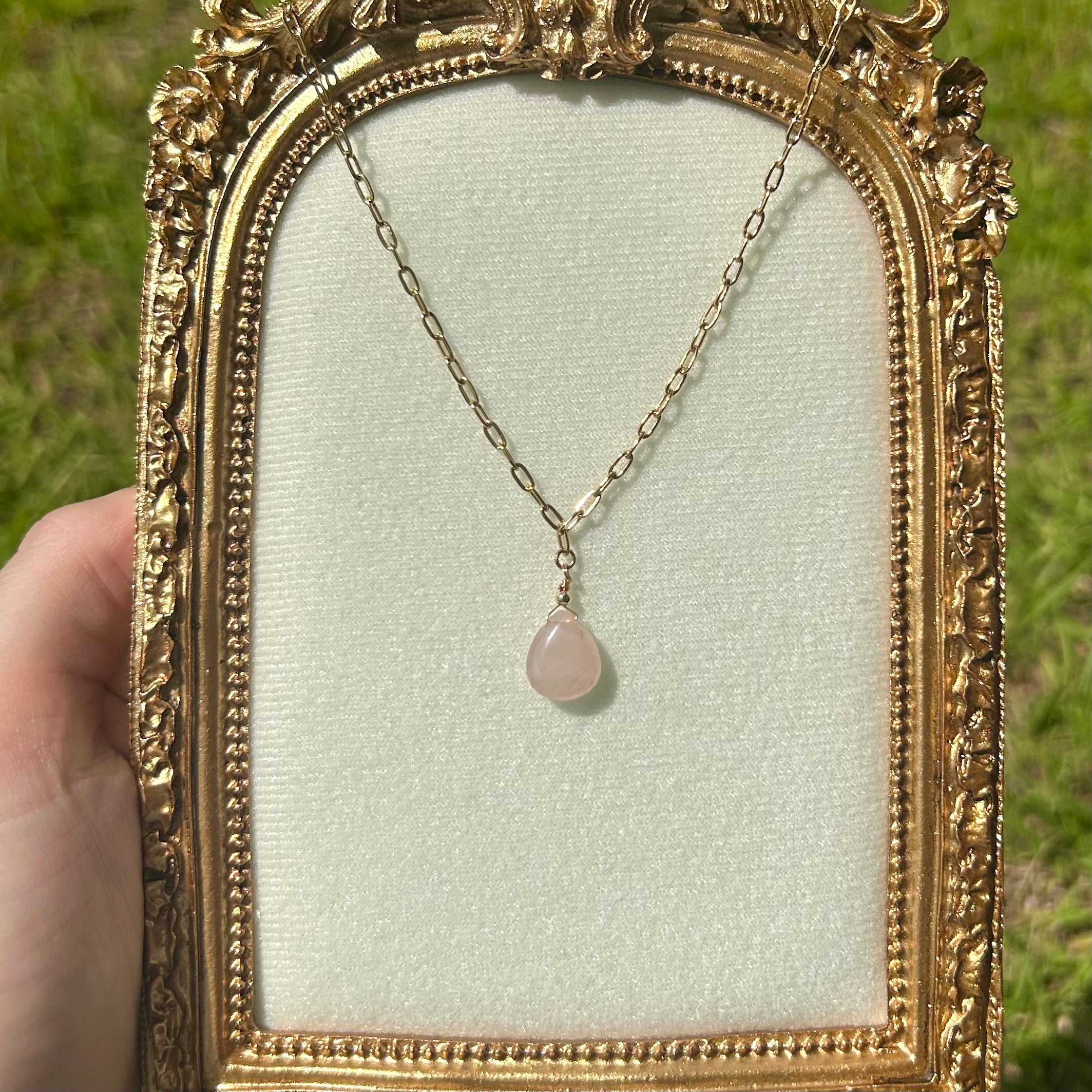 Rose Quartz Drop Necklace