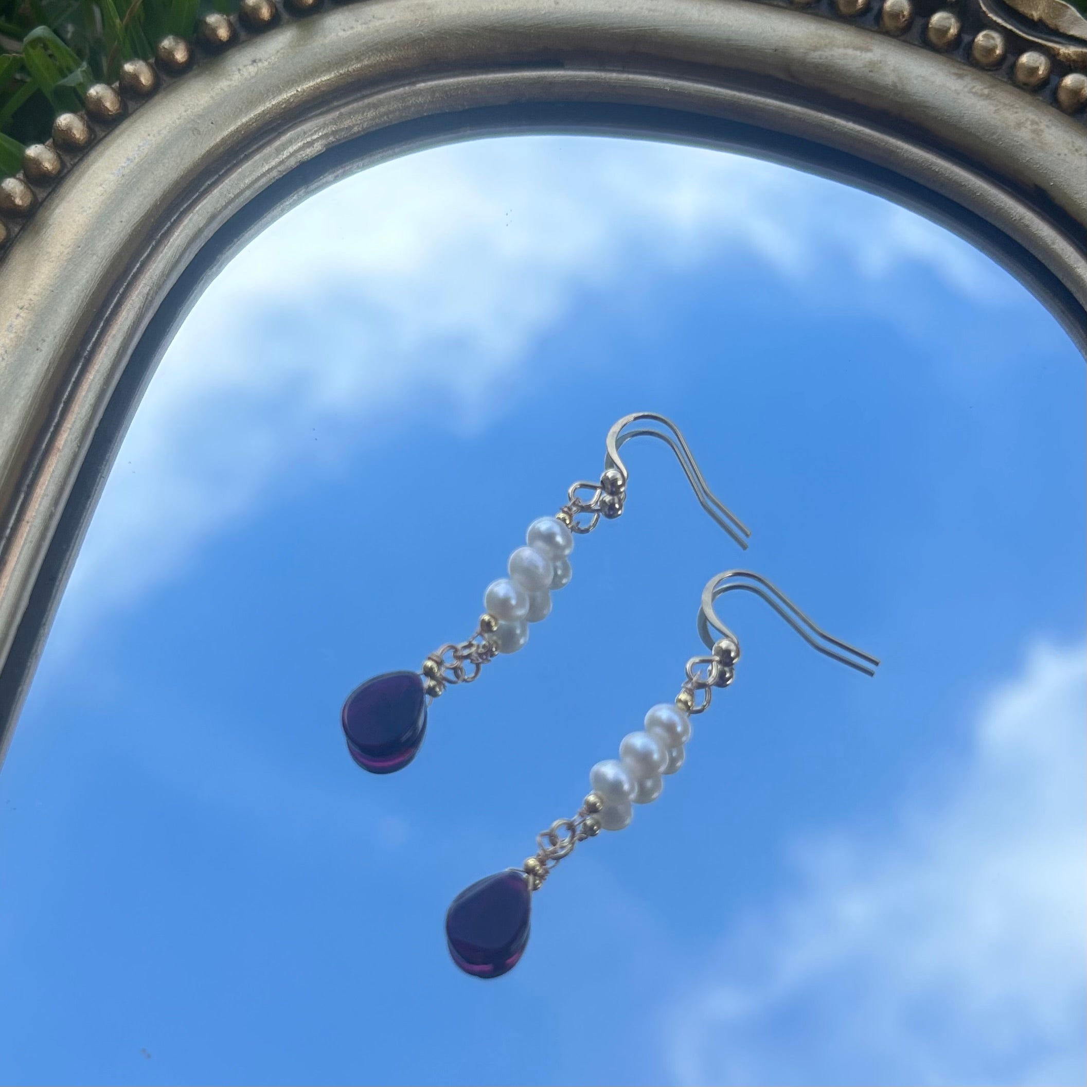 Garnet Petal Earrings