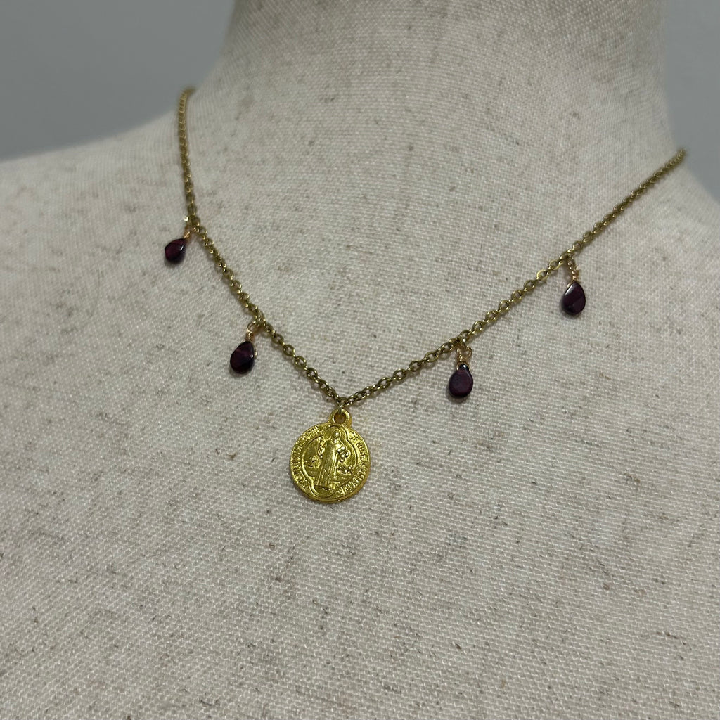 St. Benedict Garnet Necklace