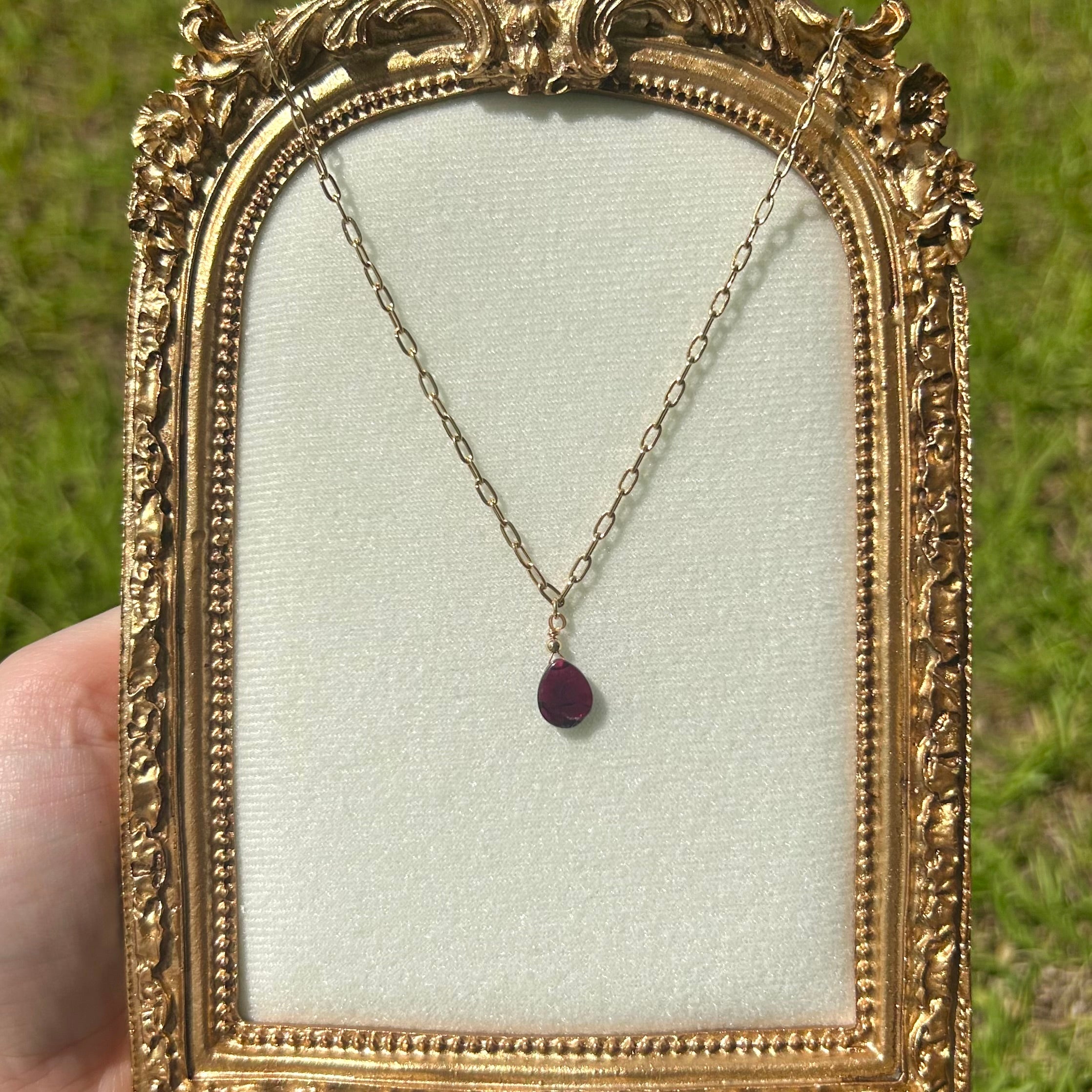 Garnet Teardrop Necklace