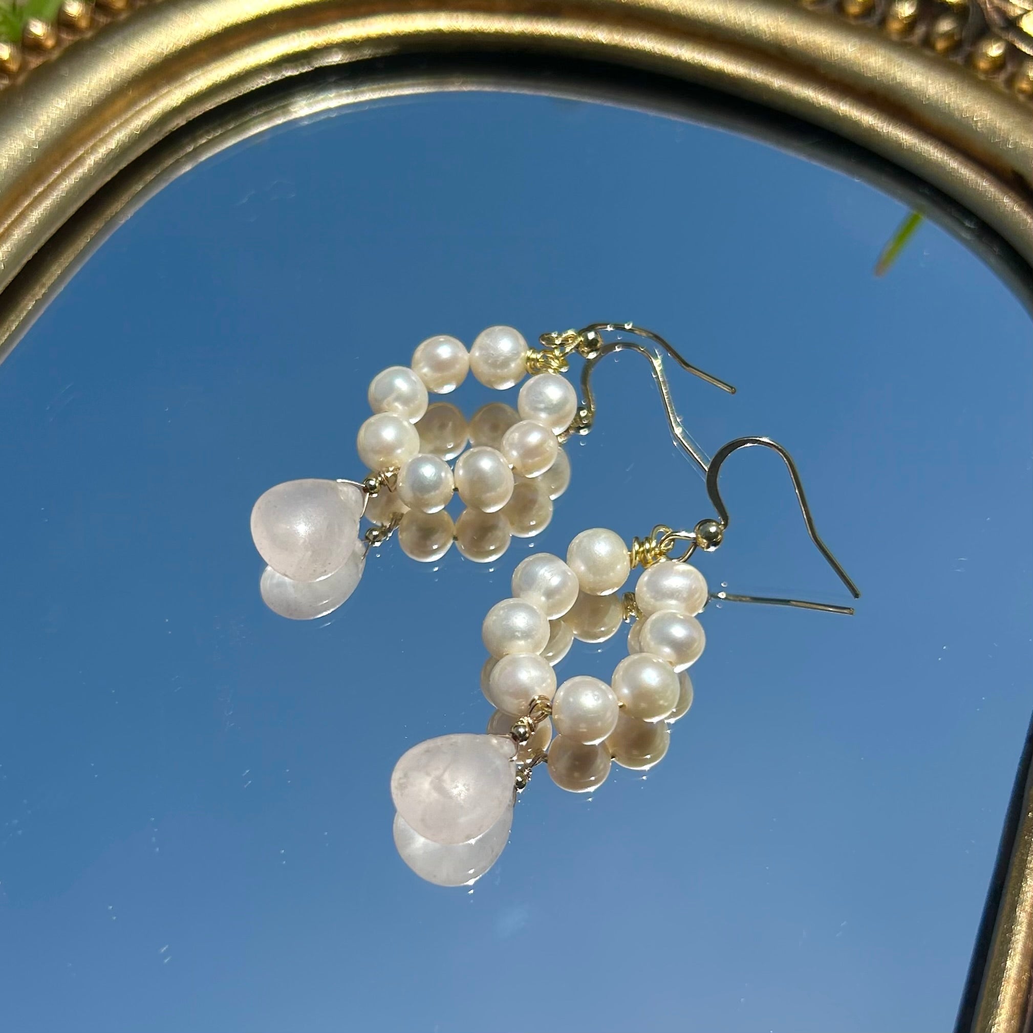 Rose Quartz Pearl Earrings