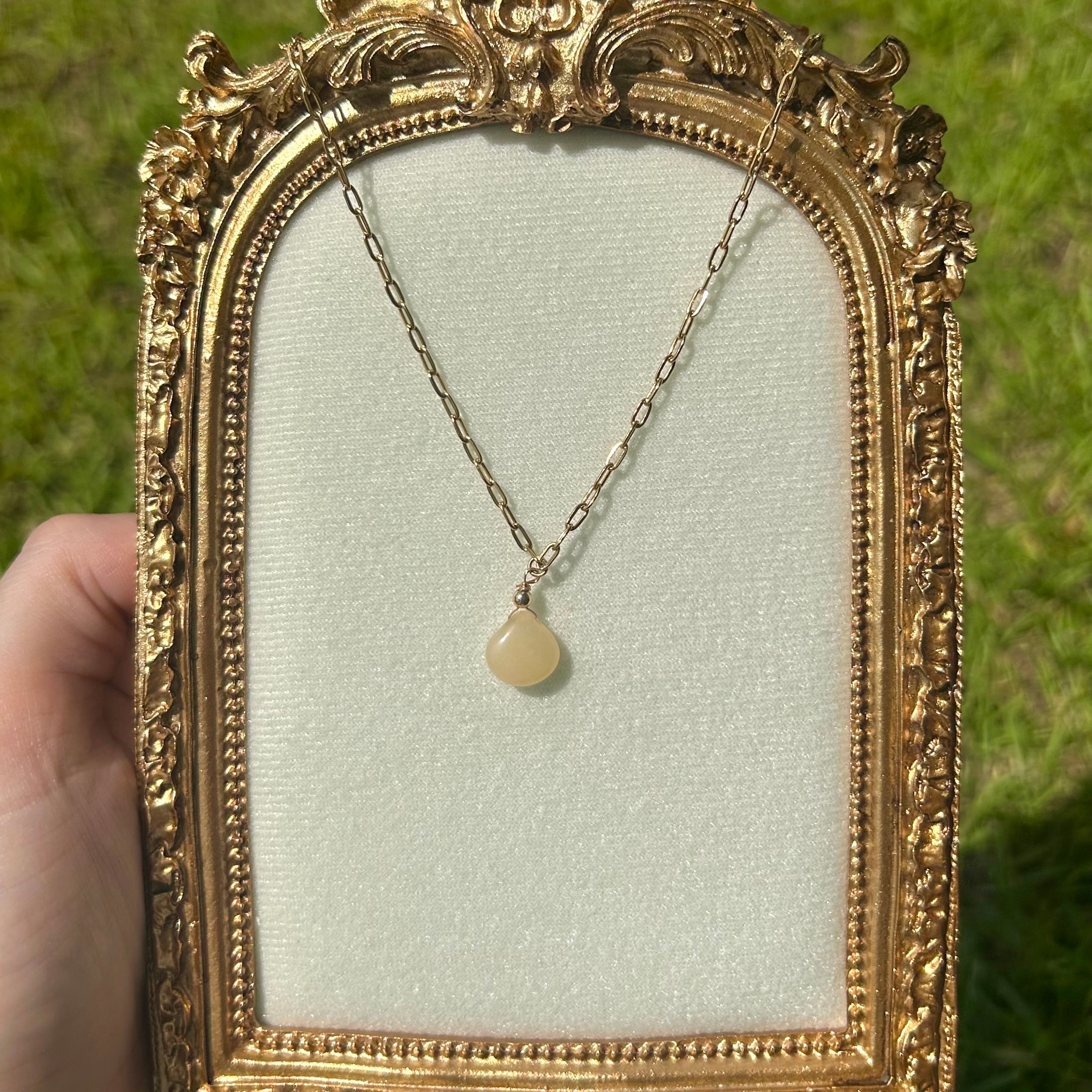 Peach Calcite Drop Necklace