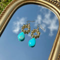 Turquoise Drop Hoop Earrings
