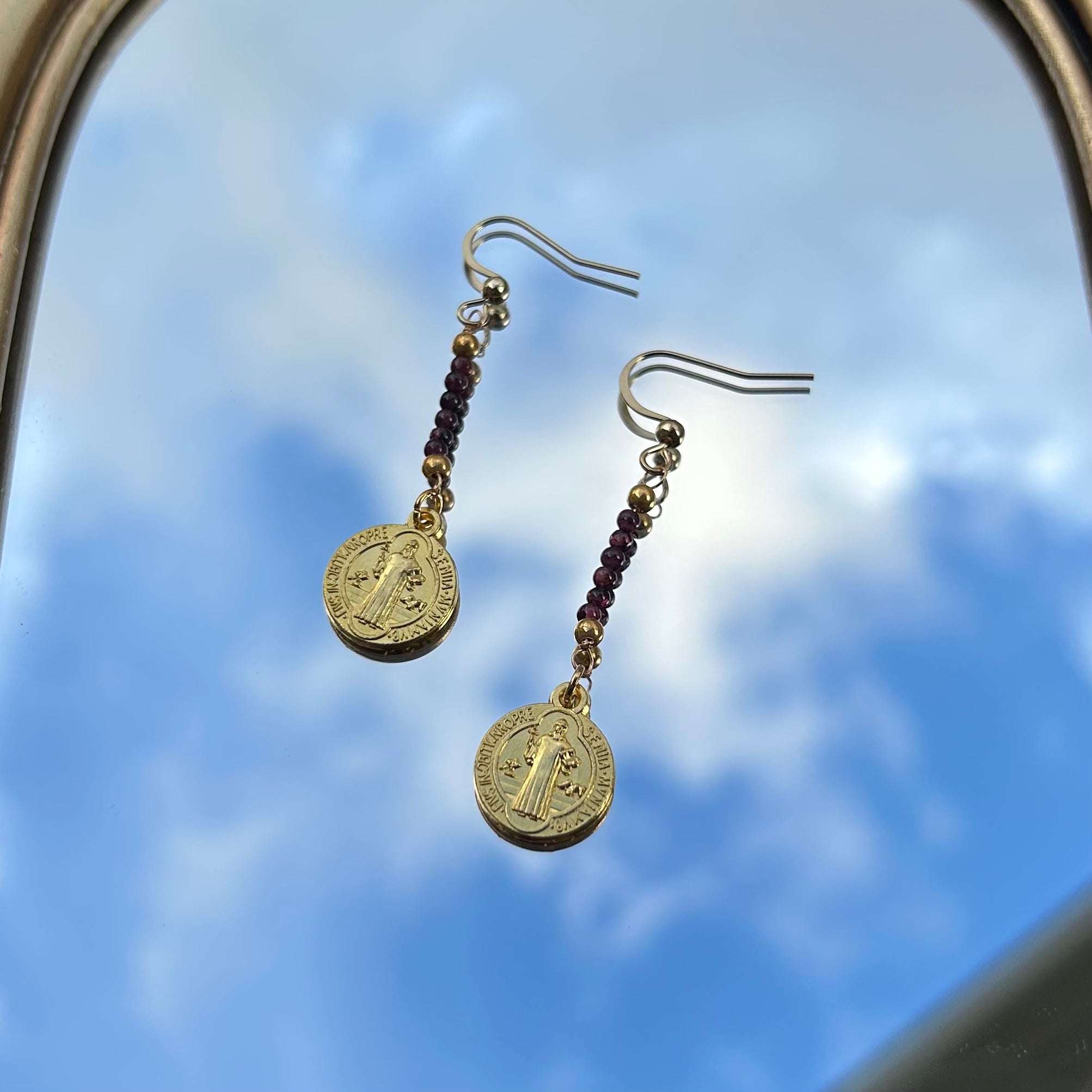 St. Benedict Garnet Earrings