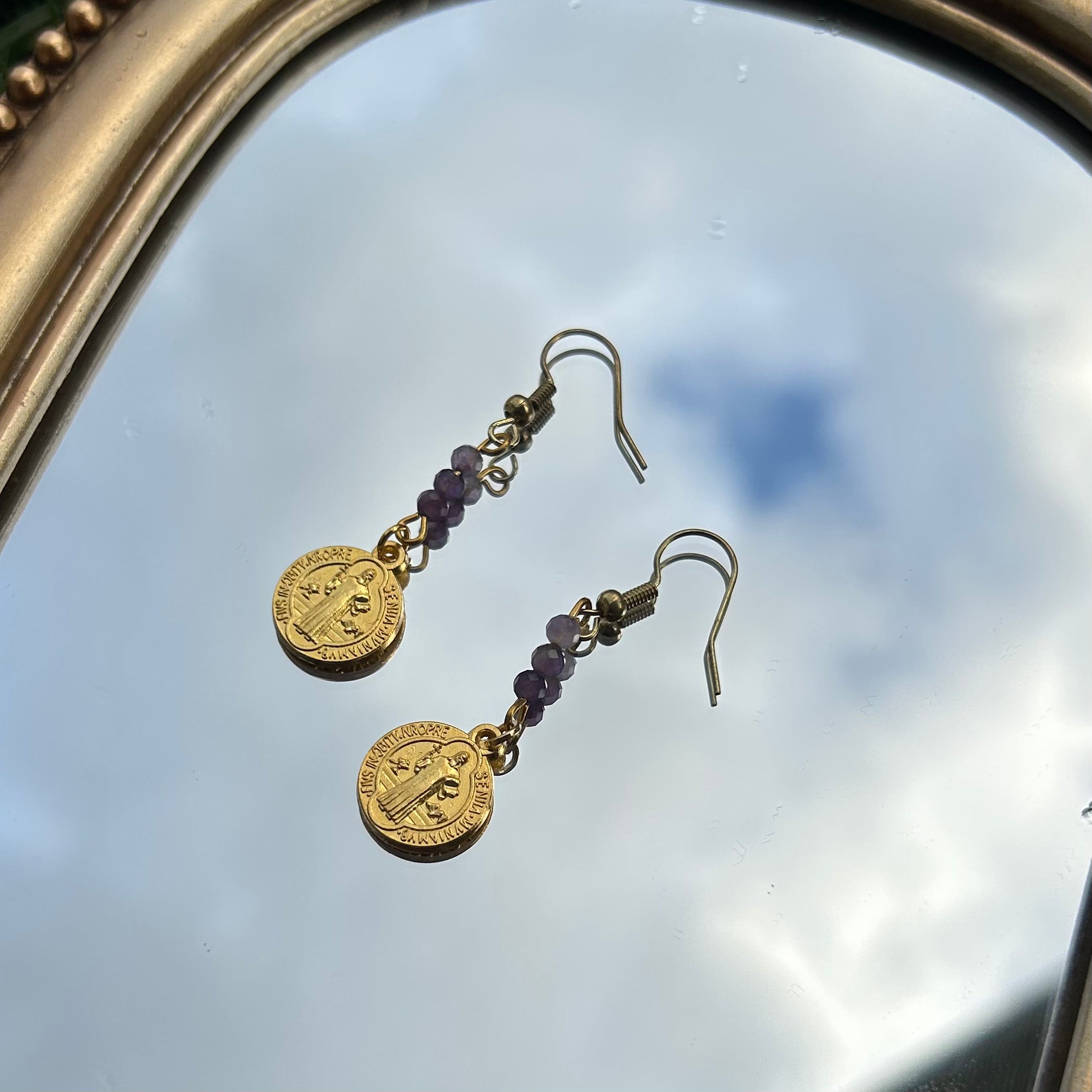 St. Benedict Amethyst Earrings