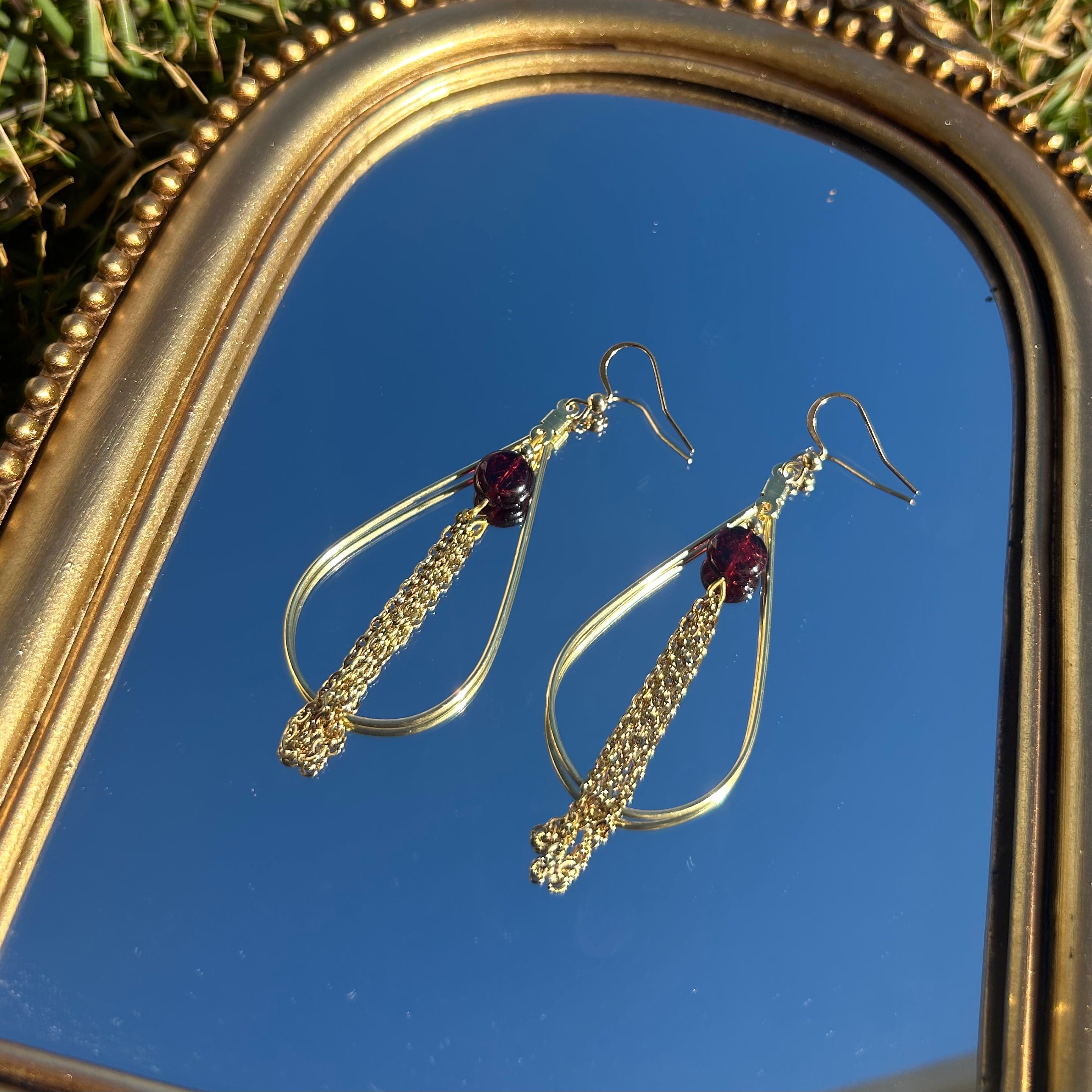 Garnet Fringe Earrings