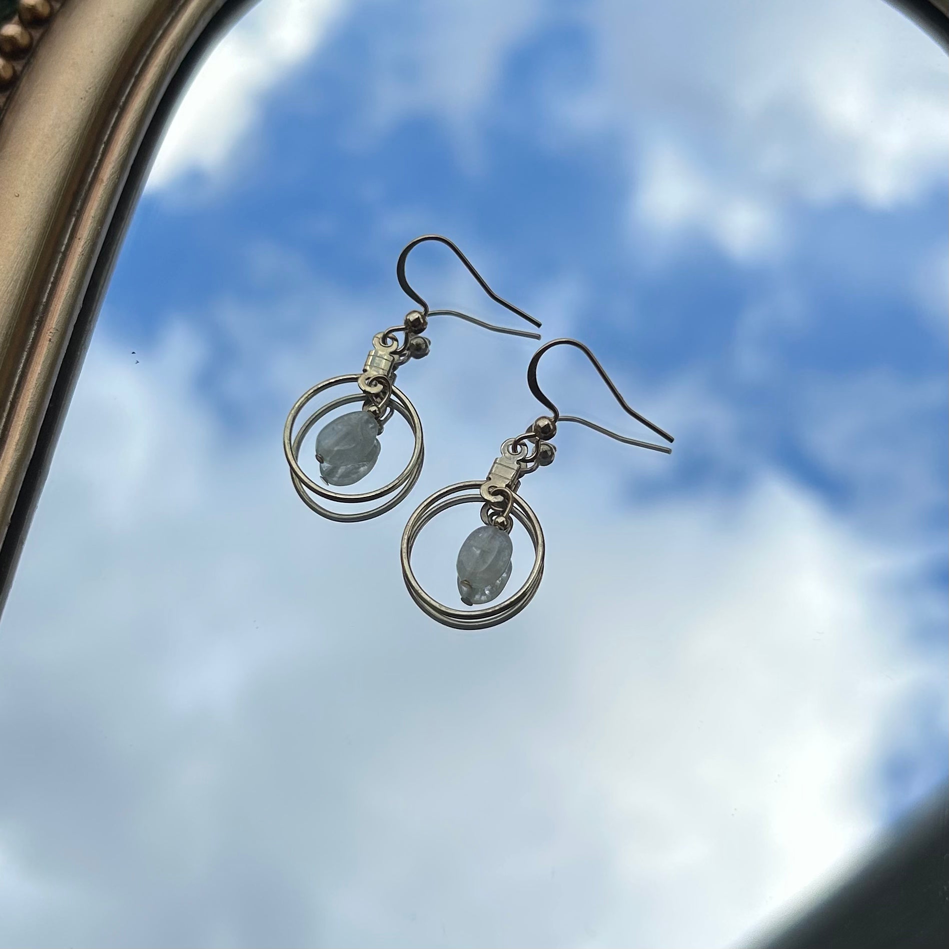 Aquamarine Orbit Earrings