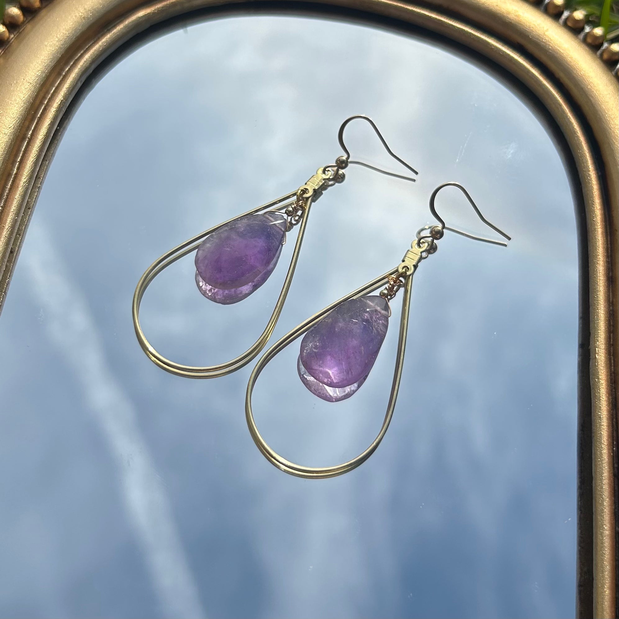 Amethyst Petal Drop Earrings