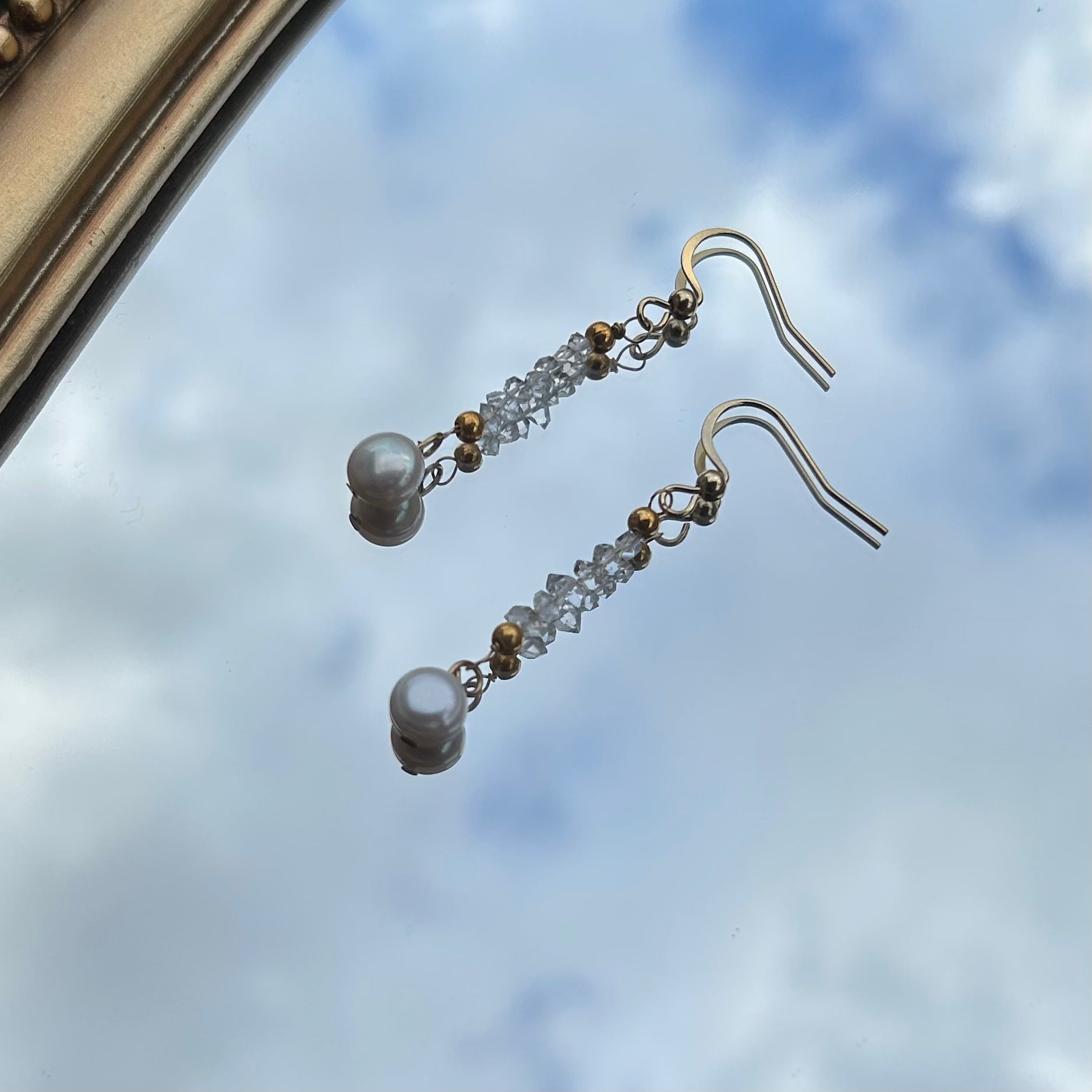 Herkimer Pearl Mini Earrings