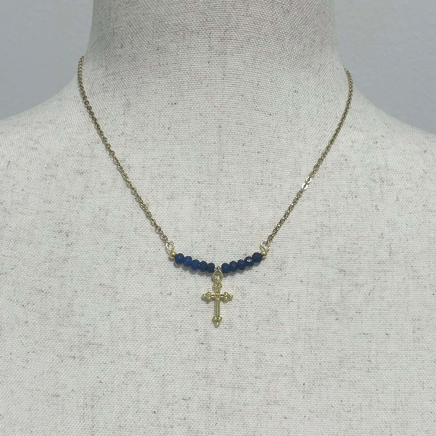 Sapphire Cross Necklace
