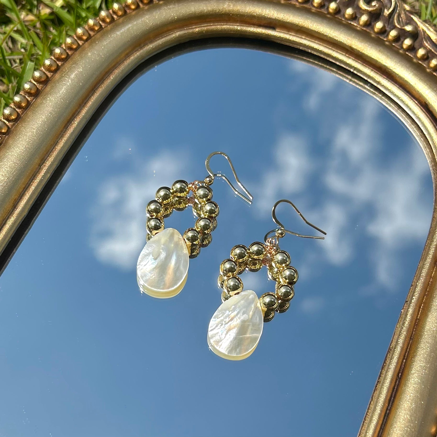 Pearl Teardrop Hoop Earrings