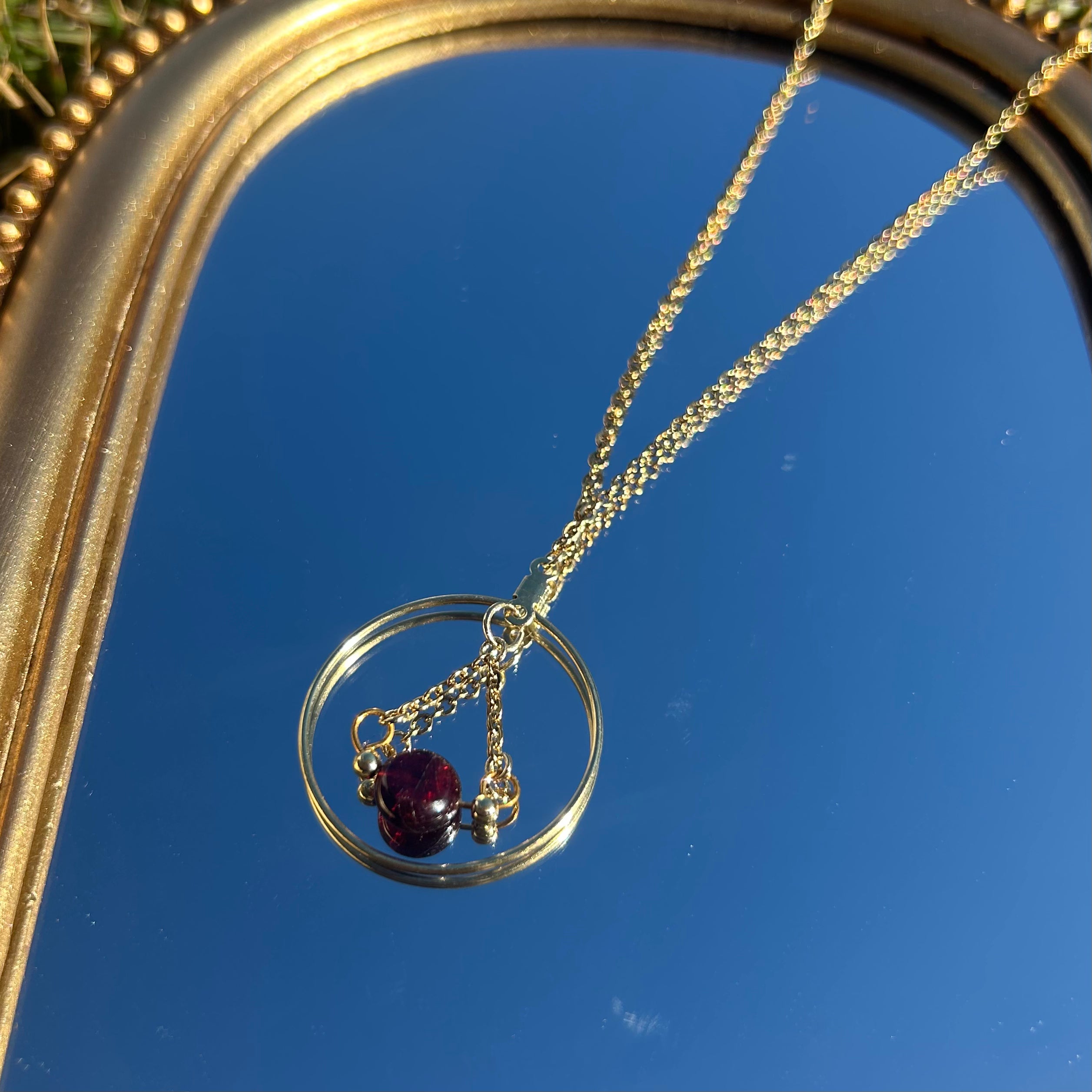 Garnet Halo Necklace